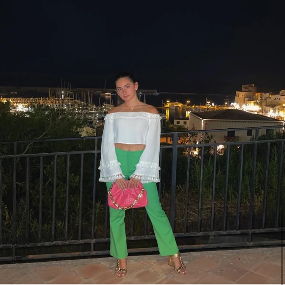 FELICIA WEAVE PINK LEATHER POUCH HANDBAG - Picture 3 of 3